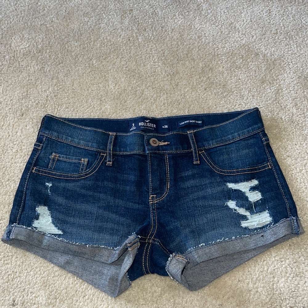 Blue ripped jean shorts
